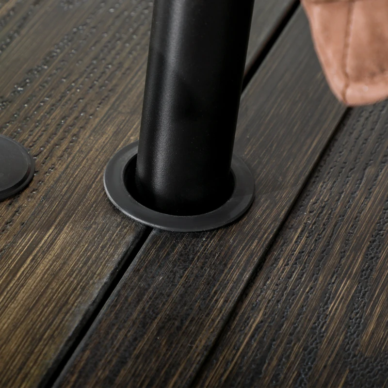 Outsunny 7 Pieces Outdoor Dining Set for 6 with Stackable Chairs with Wood Grain Top, for Garden, Patio, Backyard, Brown