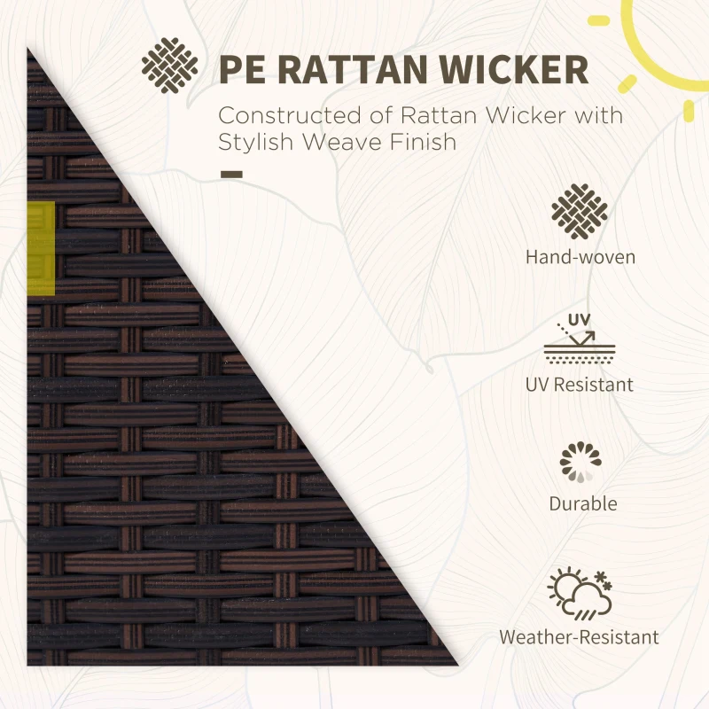 Outsunny 4 Pieces Rattan Sofa Set Wicker Patio Sofa Set with Loveseat Chairs Glass Top Coffee Table for Garden Outdoor Khaki