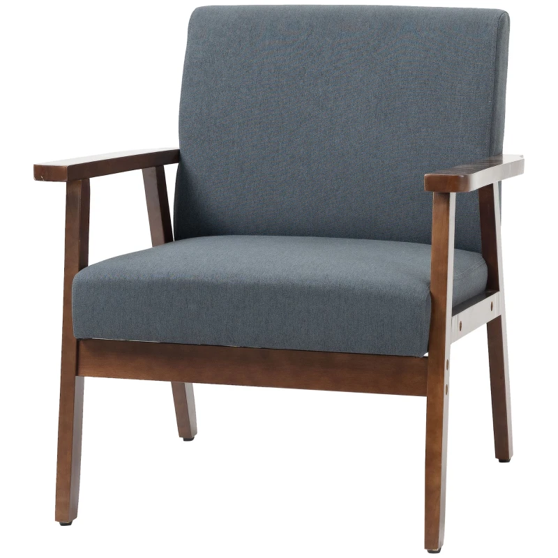 HOMCOM Modern Accent Chairs with Cushioned Seat, Upholstered Linen-Feel Armchair for Bedroom, Living Room, Dark Gray