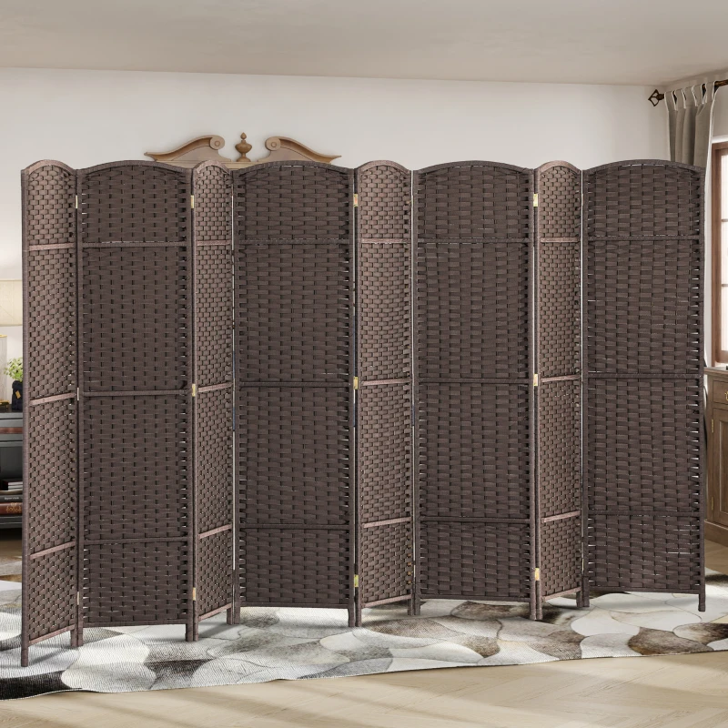 HOMCOM Folding Room Divider Screen 8 Panel 5.6 ' Tall Privacy Screen Freestanding Room Partition for Home Office, Brown