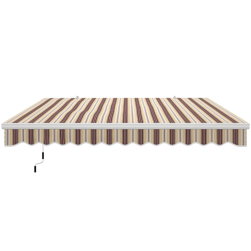 Outsunny 13' x 8' Manual Retractable Patio Awning Sun Shade Outdoor Deck Window Door Canopy Shelter Aluminum Frame Red Stripe