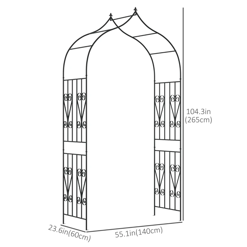 Outsunny 8.7FT Garden Arch Trellis, Outdoor Wedding Arbor for Ceremony with Scrollwork Design for Climbing Roses, Vines and Plants
