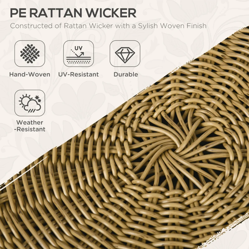 Outsunny 5 Piece PE Rattan Outdoor Furniture Set with Cushioned Chairs, Loveseat Sofa & Stackable Coffee Tables, Cream White