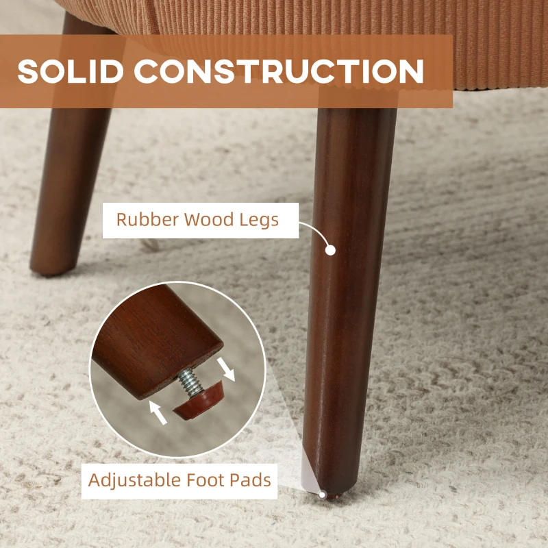 HOMCOM Modern Accent Chair, Upholstered Armchair with Solid Wood Legs and Lumbar Pillow for Living Room, Orange