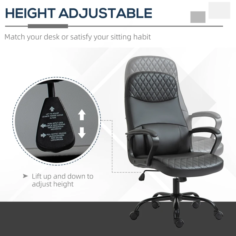 Vinsetto Massage Office Chair, PU Leather Swivel Chair with 2-Point Vibration Lumbar, USB Power and Adjustable Height, Black