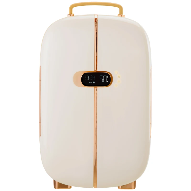 HOMCOM Portable Skincare Fridge with LED Display, 12L Mini Fridge for Beauty, Makeup and Cosmetics, Small Refrigerator Cooler for Bedroom, Home Office, Desktop, White