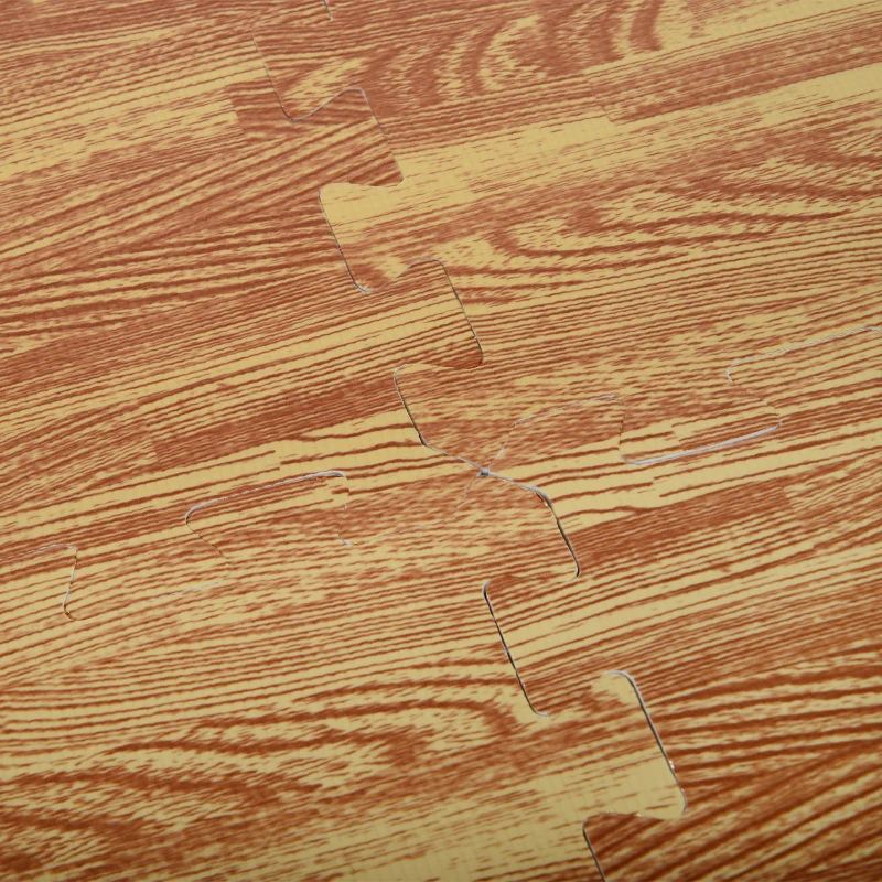 Soozier 18 Piece 24" x 24" High-Density Water Resistant Interlocking Foam Floor Tile Mats 72Sqft- Dark Wood Grain