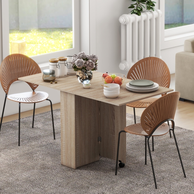 HOMCOM Extendable Dining Table, Collapsible Folding Table w