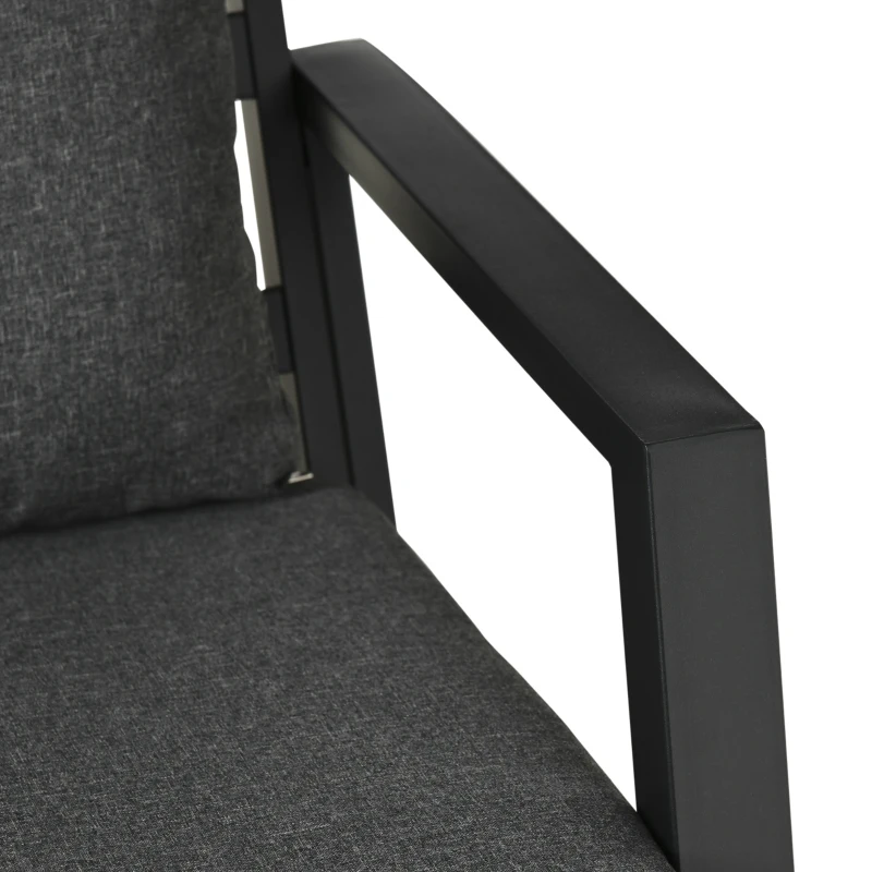 Outsunny 4 Piece Patio Furniture Set, Outdoor Conversation Set with Armchairs, Loveseat, Coffee Table and Cushions for Backyard, Poolside, Lawn and Garden, Black