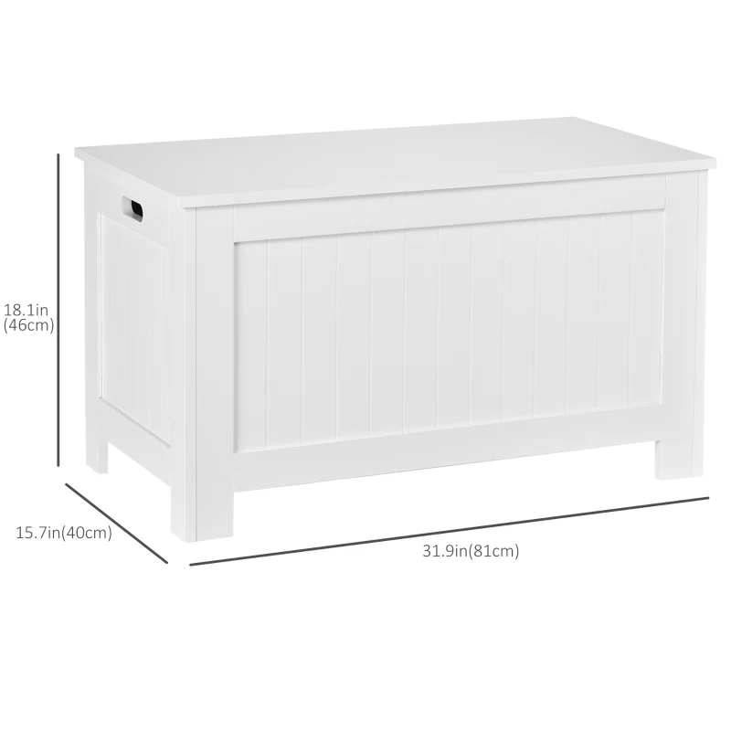 HOMCOM Large Storage Box Storage Trunk Cabinet Container with Lid and 2 Safety Hinges, White