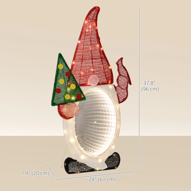 Outsunny Light Up Gnome Yard Decoration, Lighted Elf Gnome Christmas Decoration for Indoor, Outdoor, Garden, Lawn, Red