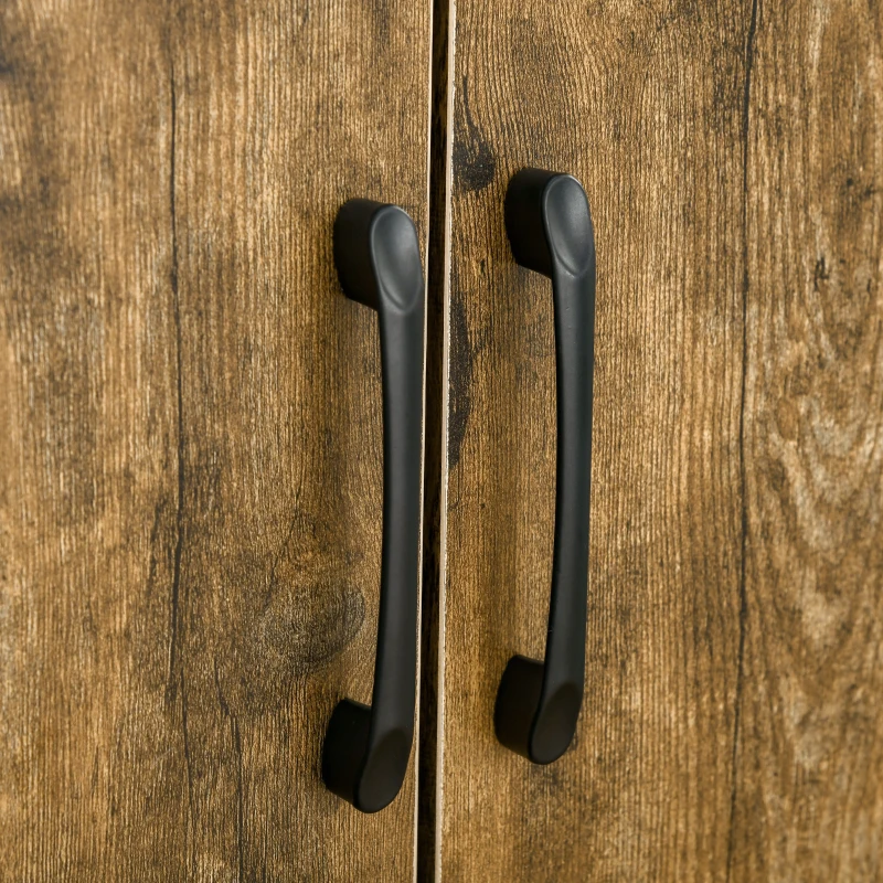 HOMCOM Industrial Kitchen Pantry Cabinet with 4 Doors and Storage Shelves, Freestanding Storage Cabinet, Rustic Wood