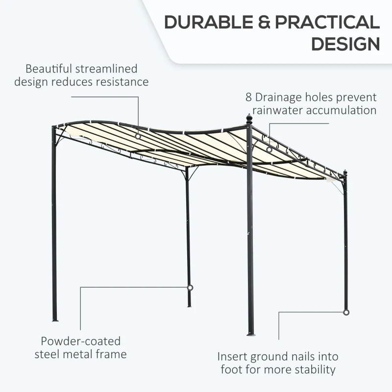 Outsunny 10' x 10' Steel Outdoor Pergola Gazebo, Patio Canopy with Weather-Resistant Fabric and Drainage Holes for Backyard, Deck, Garden, Cream White