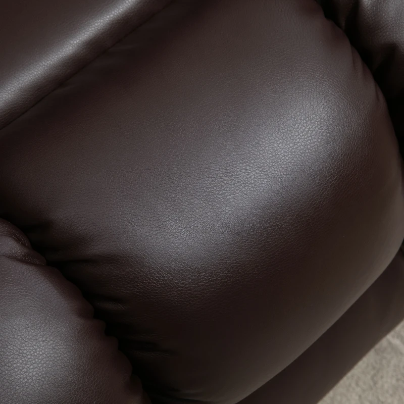 HOMCOM Electric Power Lift Chair, PU Leather Recliner Sofa with Footrest, Remote Control and Cup Holders, Brown