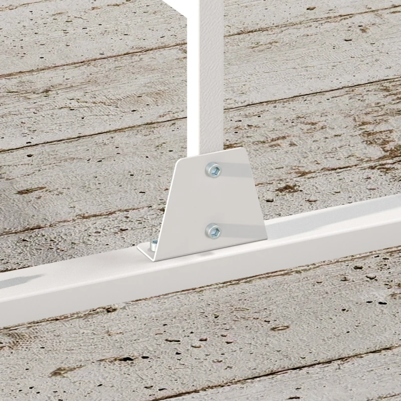 Outsunny 6.5FT Decorative Outdoor Divider, Metal Privacy Screen with Stand, Large Leaf Style, White