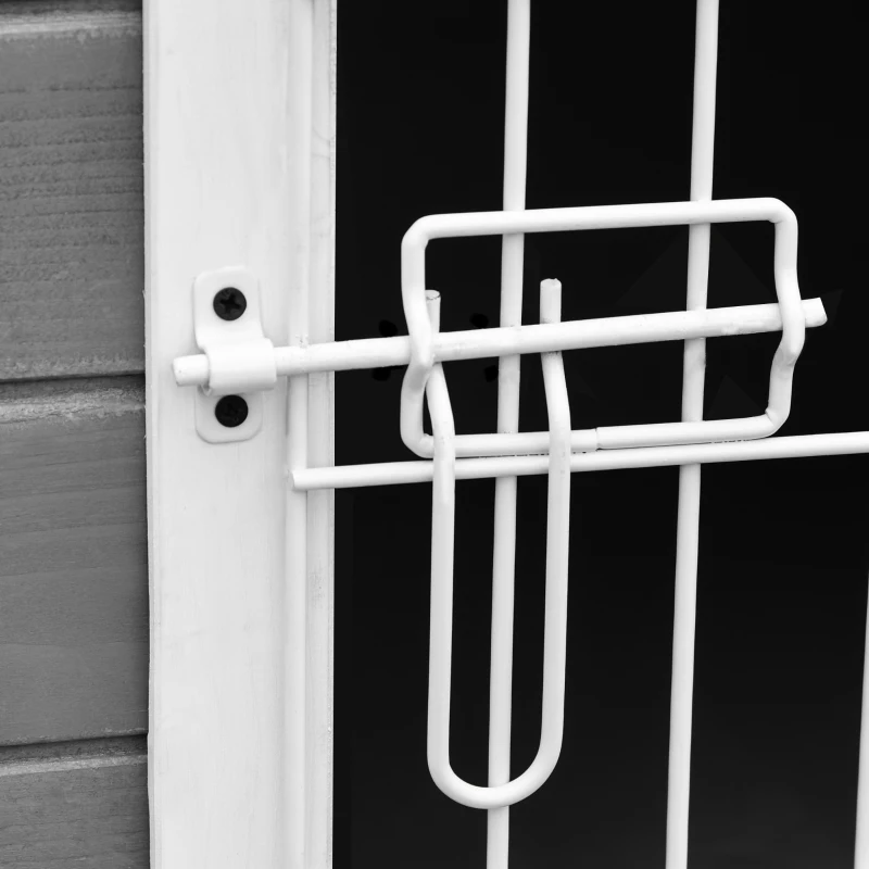 PawHut Foldable Wooden Dog House Raised Puppy Cage Kennel Cat Shelter for Indoor & Outdoor w/ Lockable Door Openable Roof Removable Bottom for Small and Medium Pets Grey