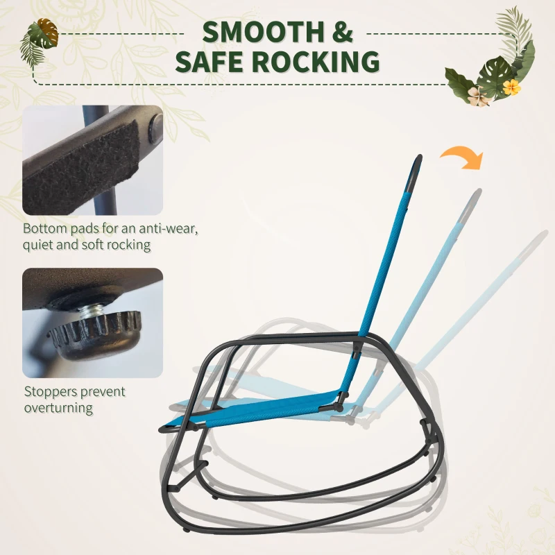 Outsunny Garden Rocking Chair Outdoor Indoor for Patio, Balcony, Porch, Light Blue