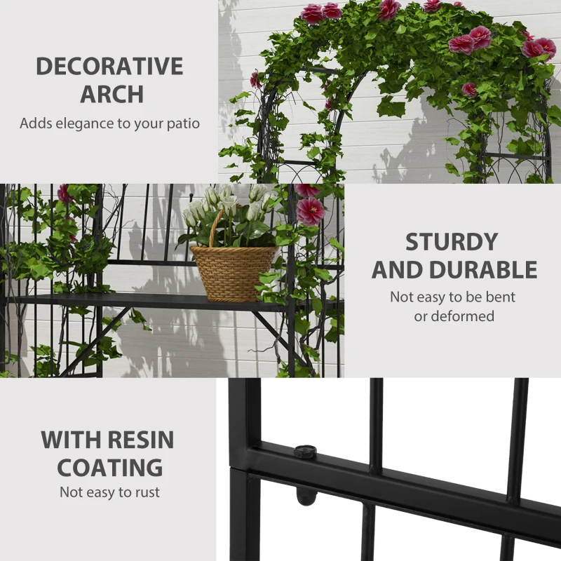 Outsunny 43" Garden Arbor Bench Trellis for Vines Climbing Plant Outdoor Decor Arch- Black