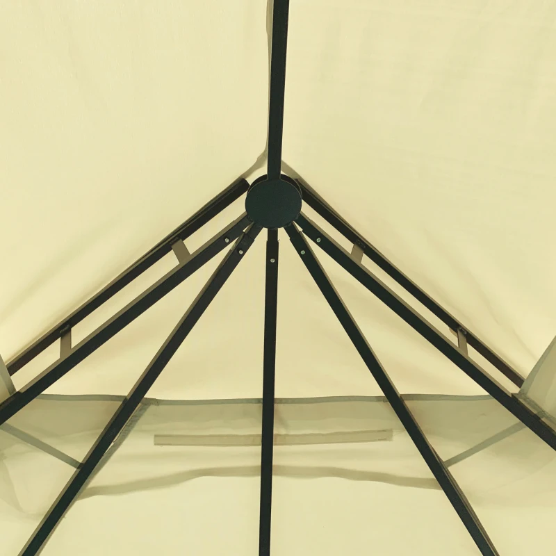 Outsunny 12'x10' Soft-top Patio Gazebo Canopy Steel Gazebo with Double Vented Roof, Mosquito Netting, Beige