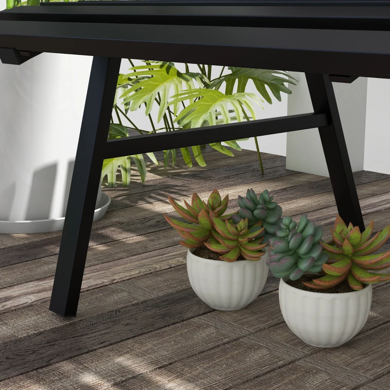 Outsunny Outdoor Bench Patio Bench, Aluminum Lightweight Park Bench with Slatted Seat, Black
