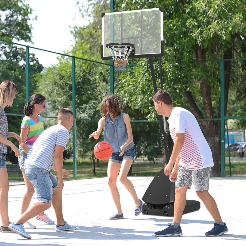 Soozier Basketball Hoop Outdoor, 5-10ft Portable Basketball Goal with 44" Shatterproof Backboard, Rebound System, Wheels