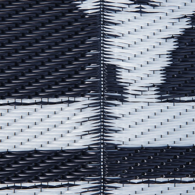 Outsunny Reversible Outdoor Rug, 9' x 18' Waterproof Plastic Straw Floor Mat, Portable RV Camping Carpet, Large Floor Mat for Backyard, Deck, Picnic, Beach, Blue & White