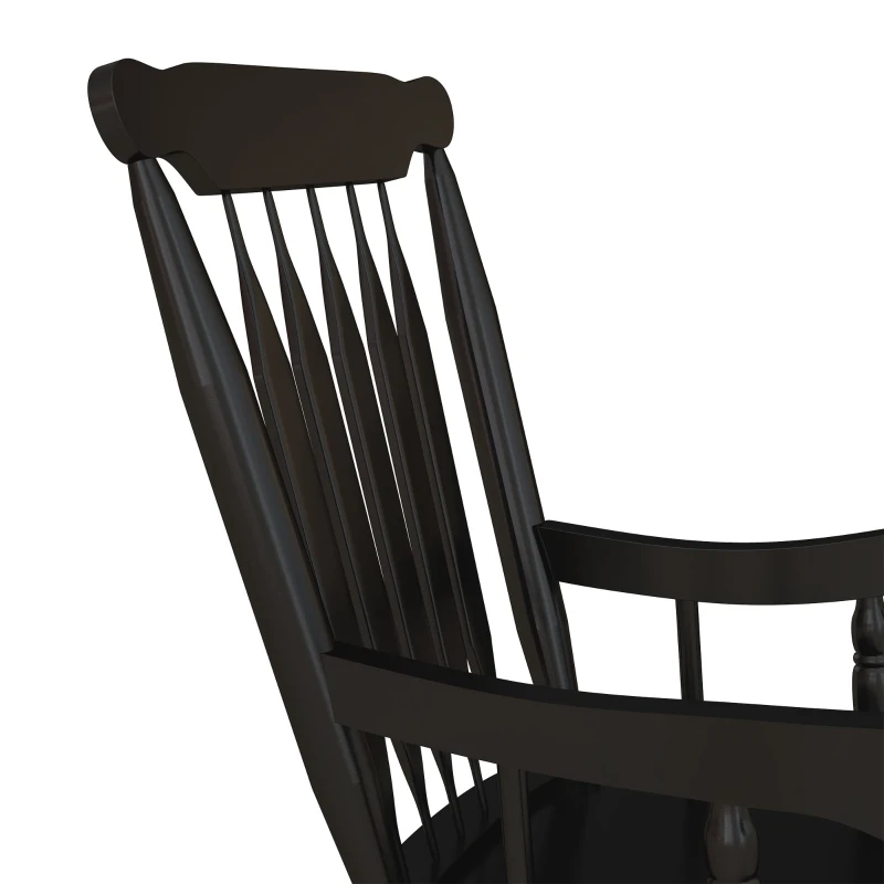 Outsunny Porch Rocker Chairs Set of 2, 350 lbs. Wooden Outdoor Rocking Chairs with High Back for Garden, Patio, Balcony, Black