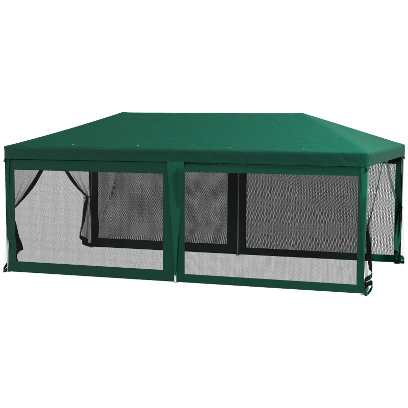 Outsunny 10' x 20' Party Tent, Outdoor Wedding Canopy & Gazebo Shade Shelter with 6 Removable Sidewalls for Event, BBQ, Green