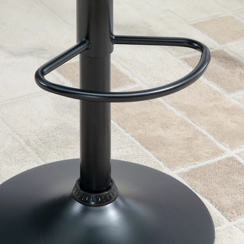 HOMCOM Bar Stools Set of 2, Adjustable Height Swivel Bar Chairs, PU Leather Upholstered Kitchen Counter Stools with Wide Seat, Back and Footrest, Grey