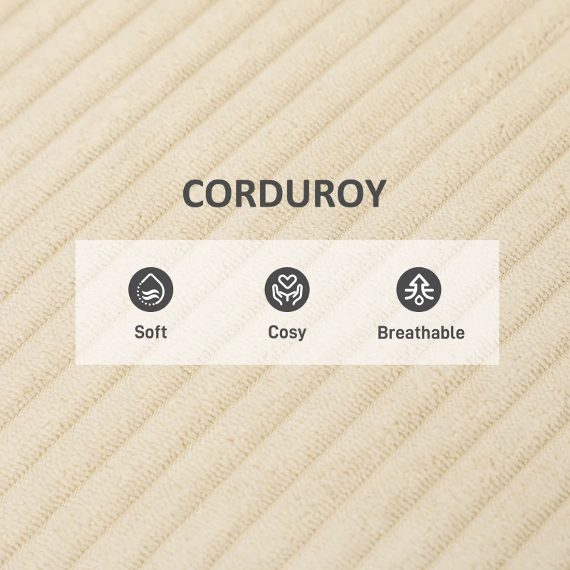 HOMCOM Corduroy Accent Chair Armchair with Wide Seat and Soft Padded Armrests for Reading, Bedroom, Beige