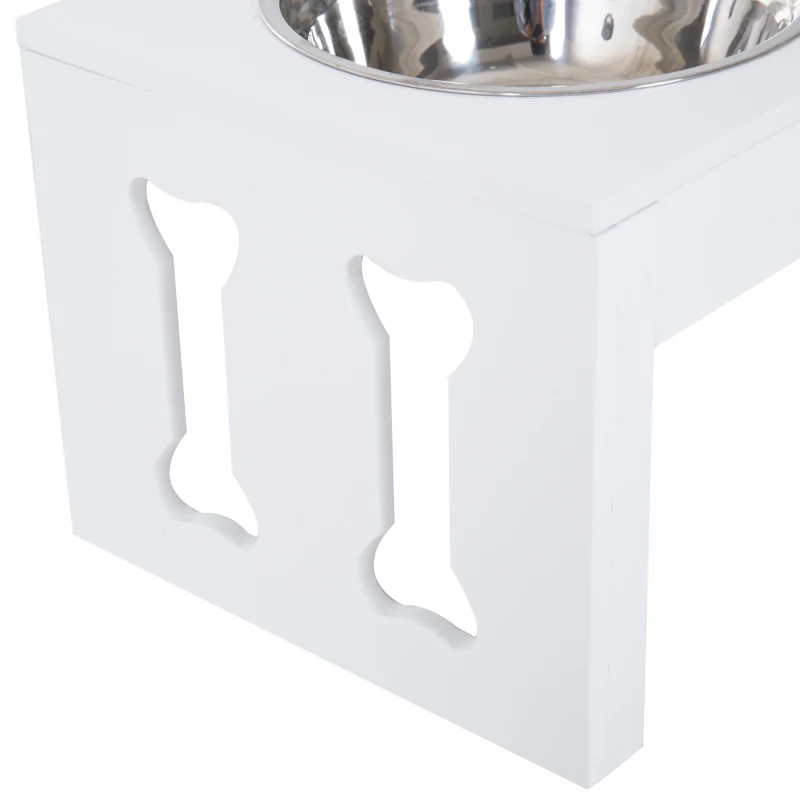 PawHut 23" Modern Decorative Raised Dog Bowls, Wooden Heavy Duty Pet Food and Water Bowl, Elevated Feeding Station, White