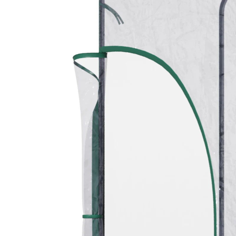 Outsunny 5' x 4' x 7' Lean-to Greenhouse, Walk-in Wall Mounted Hot House & Plant Nursery with 2 Zippered Roll Up Doors, Sloping PVC Cover, Green and Clear