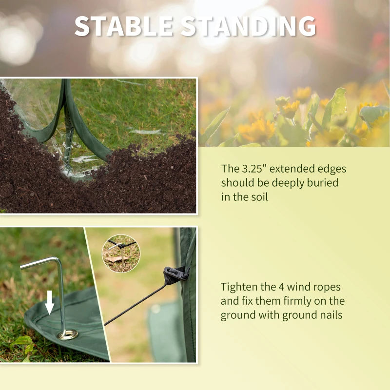 Outsunny 8' x 4' x 4' Pop up Mini Greenhouse, Instant Green House Canopy, Portable Gardening Hot House, 4 Zipper Doors, PVC Cover for Growing Tropical Plants, Flowers, Herbs, Vegetables, Saplings