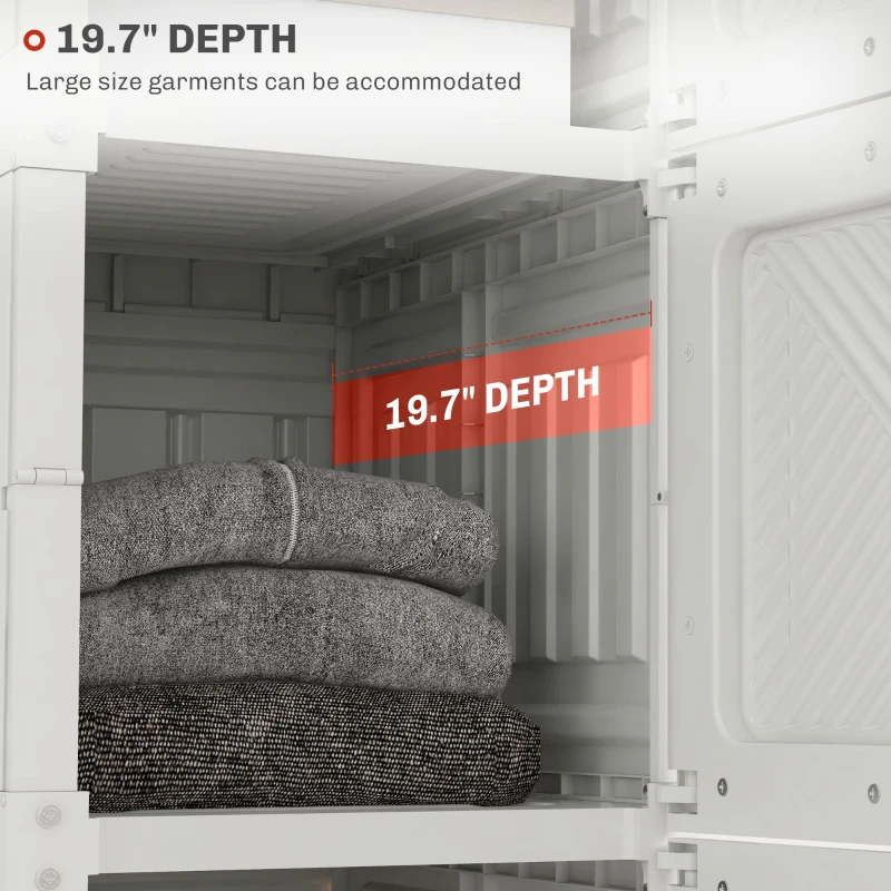 HOMCOM Portable Wardrobe, Foldable Clothes Storage Organzier with 8 Compartments, Magnet Doors, White