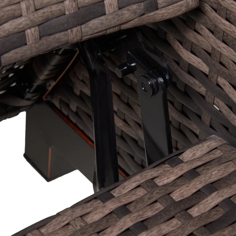 Outsunny Outdoor Recliner Chair with Cushion, Rust-Resistant Aluminum Frames PE Wicker Patio Lounge Chaise Chair with Adjustable Reclining Backrest and Footrest, Pillow, Dark Blue