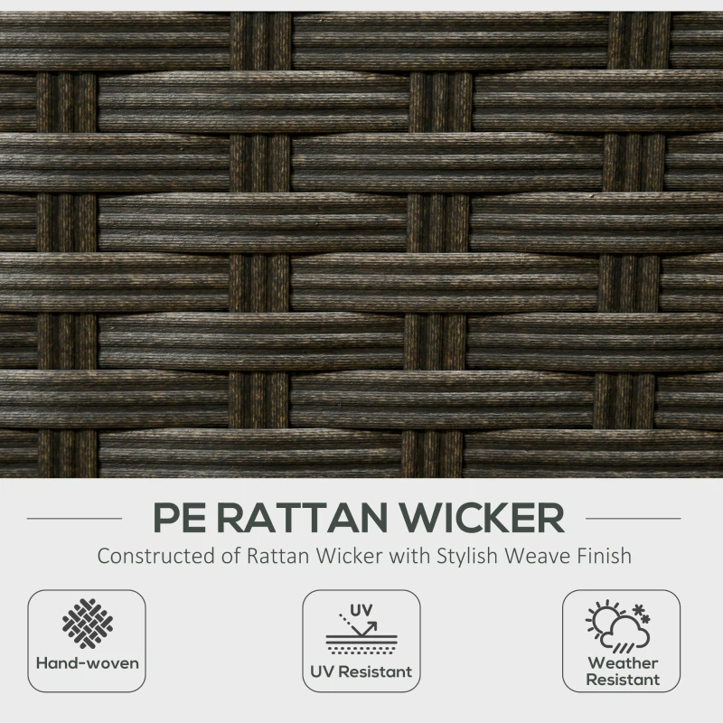 Outsunny 6 Pieces Outdoor Rattan Patio Furniture Set with Corner Sofa, Wood-Plastic Coffee Table, Light Grey