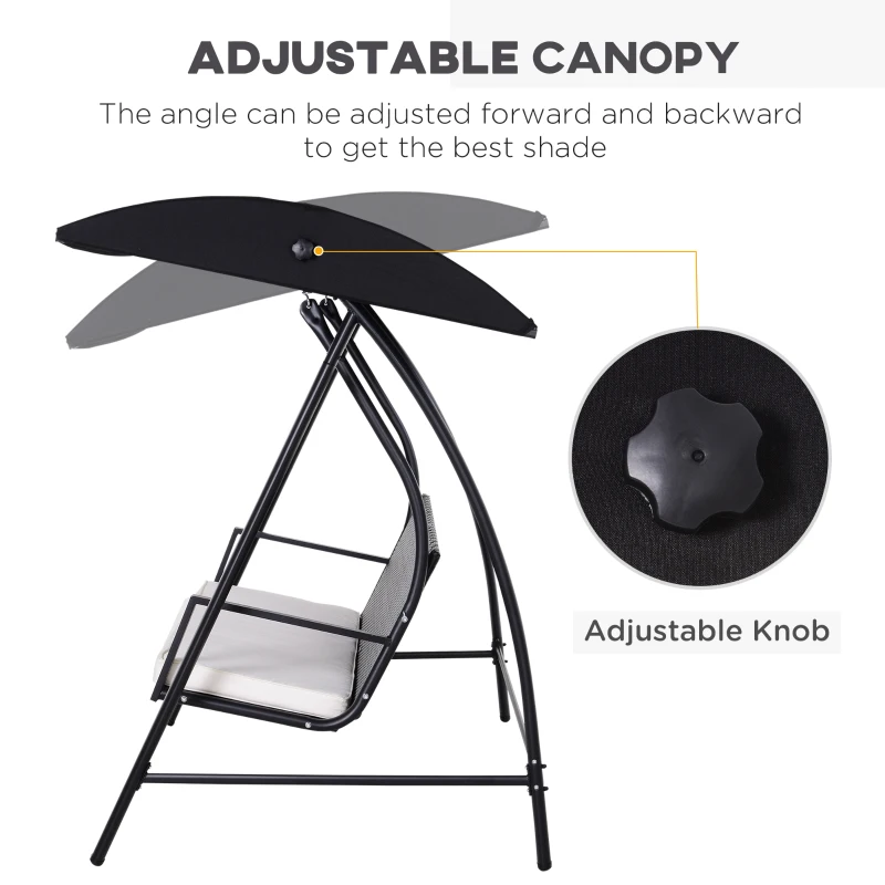 Outsunny 3 Person Wicker Porch Swing Chair Outdoor Rattan Patio Sling Hammock w/ Canopy