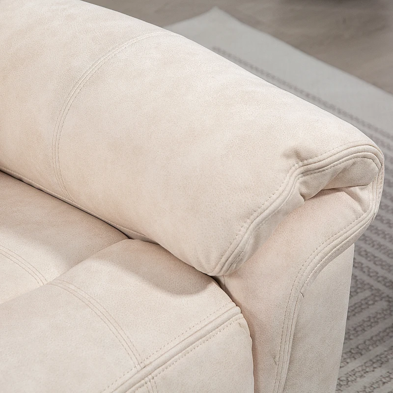 HOMCOM Manual Recliner Chair with Vibration Massage, Side Pockets, Microfibre Reclining Chair for Living Room, Cream White