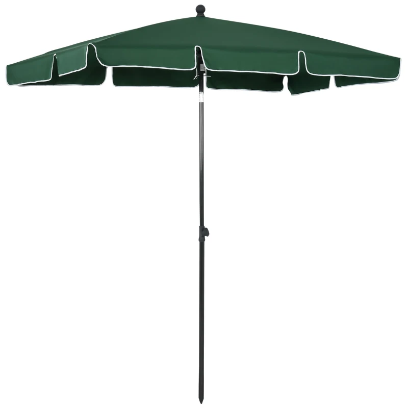 Outsunny 6.5x4ft Rectangle Patio Umbrella Aluminum Tilt Adjustable Garden Parasol Sun Shade Outdoor Canopy Green