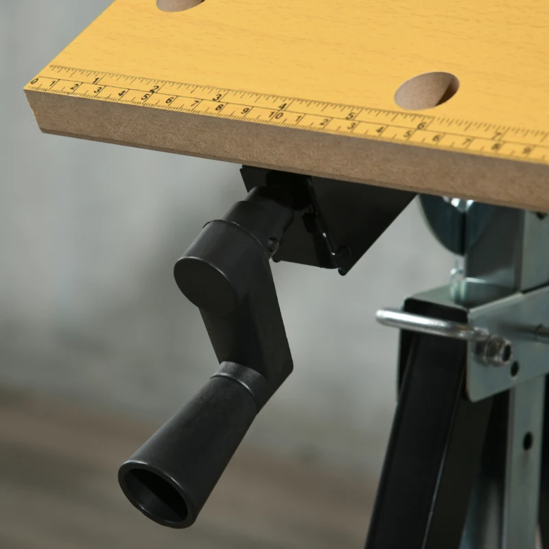 HOMCOM Portable Work Bench, Workshop Tool Stand with 6-Level Height Adjustable Work Table, Carpenter Saw Table with 4 Clamps, Steel Frame, 220lbs Capacity