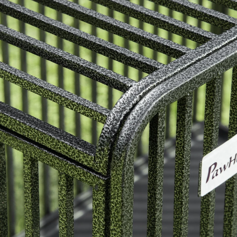 PawHut Heavy Duty Dog Crate, Foldable Pet Kennel Cage, with All Steel Frame Removable Tray, 4 Locking Wheels, for Medium & Large Dogs, Dark Silver