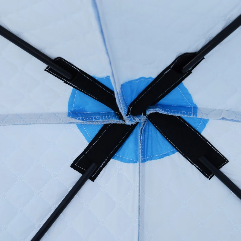 Outsunny 8 Person Ice Fishing Shelter, Pop-up Ice Fishing Tent, Ice Shanty, Portable and Insulated, with 2 Doors and Carrying Bag, Light Blue