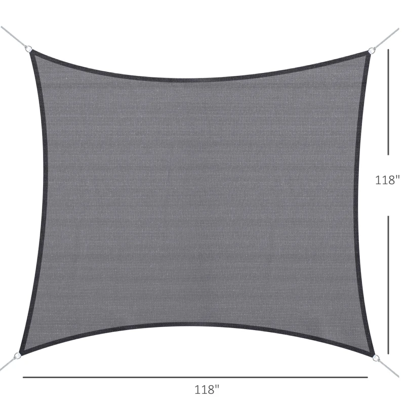 Outsunny 10ft x10ft Square Canopy Sun Sail Shade Garden Cover UV Protector Outdoor Patio Lawn Shelter with Carrying Bag Grey