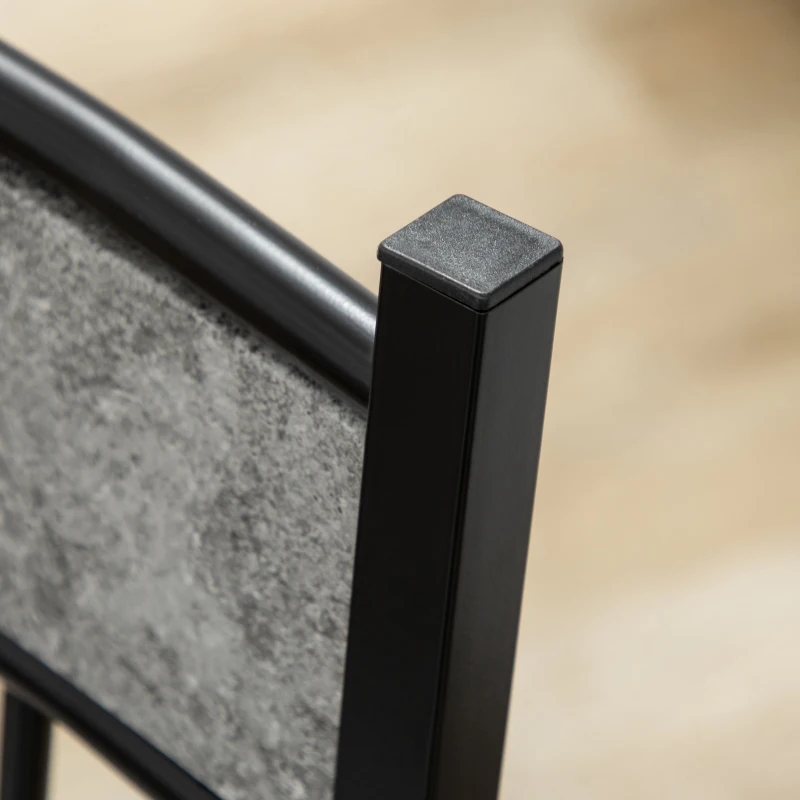 HOMCOM 5 Pieces Diner Tables Dining Room Sets for 4 People with Marble Effect Tabletop Padded Chairs and Metal Frame Grey