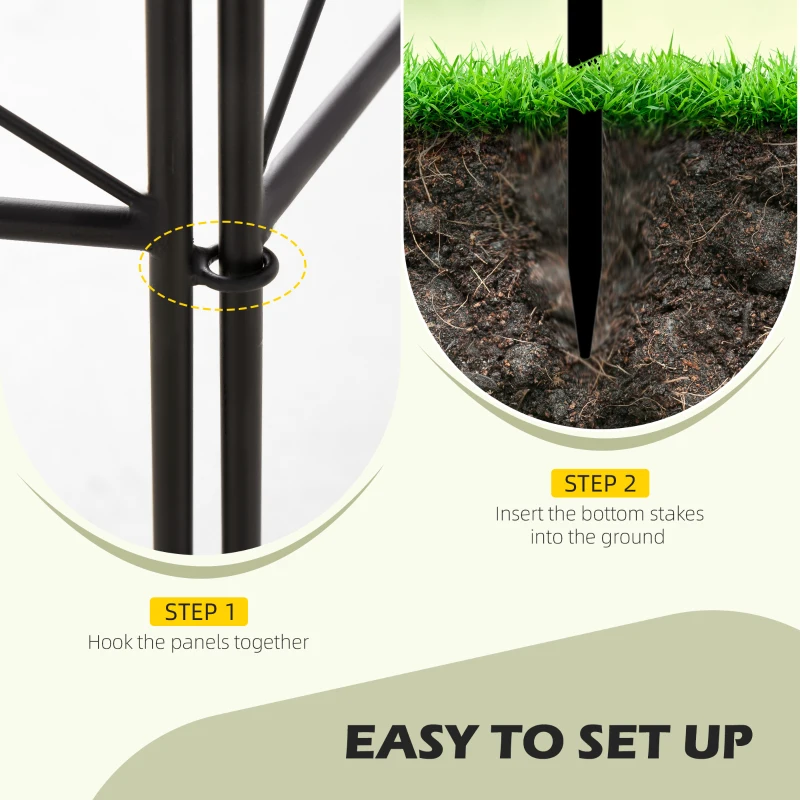 Outsunny 5 Pack Garden Fencing Linear Length 10 Feet Decorative Outdoor Fence Panels, Rustproof Metal Wire Border Edging Animal Barrier, 24 x 31-Inch per Piece, Black