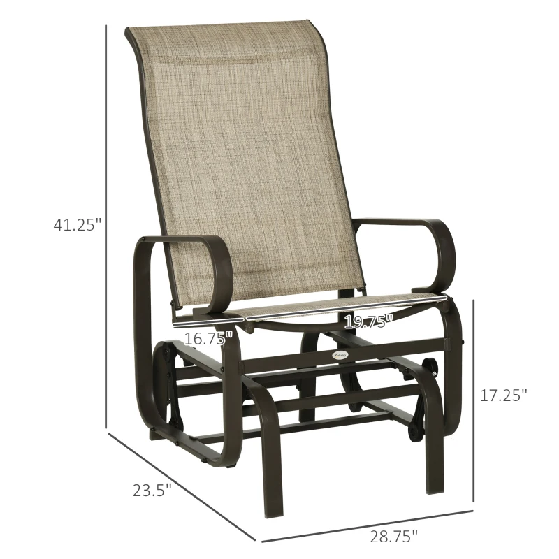 Outsunny Gliding Lounger Chair, Single Rocker with Lightweight Metal & Mesh Construction, Tan(m-3)
