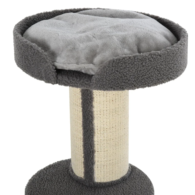 PawHut Cat Tree Kitty Tower with Sisal Mat Scratching Post, Cat Bed, Cushion, Perch, 18" x 18" x 36", Grey