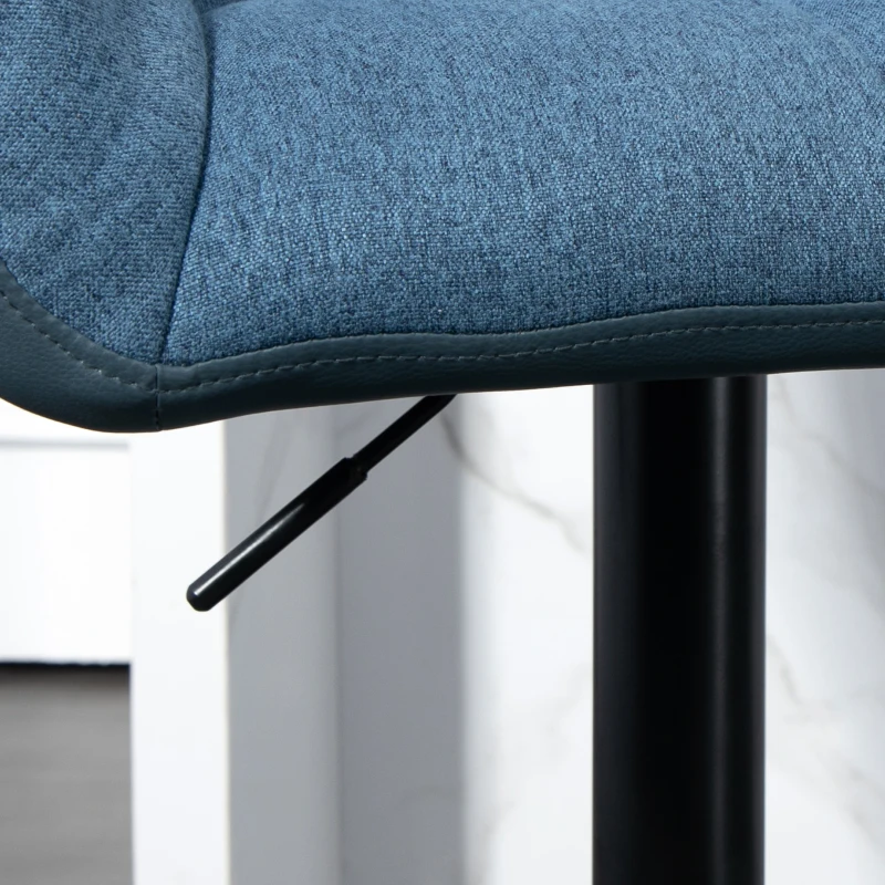 HOMCOM Swivel Barstools Set of 2 Adjustable Bar Stools with Footrest Armrests and PU Leather Back for Dining Room Dark Blue