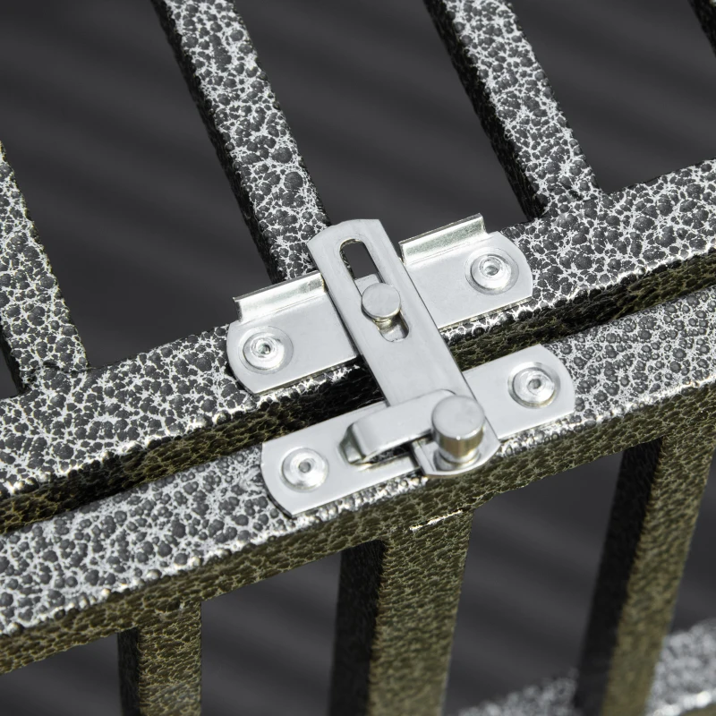 PawHut Heavy Duty Dog Crate, Foldable Pet Kennel Cage, with All Steel Frame Removable Tray, 4 Locking Wheels, for Medium & Large Dogs, Dark Silver