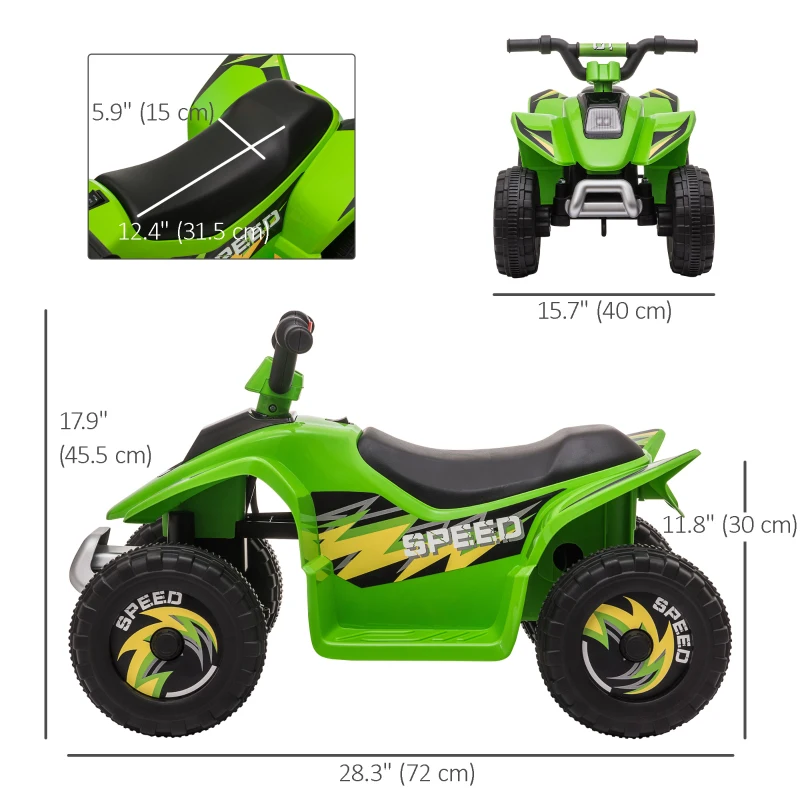 Aosom Kids Ride on ATV, 6V Battery Powered Quad Car with Forward, Reverse Switch, for Boys Girls 18-36 Months, Green